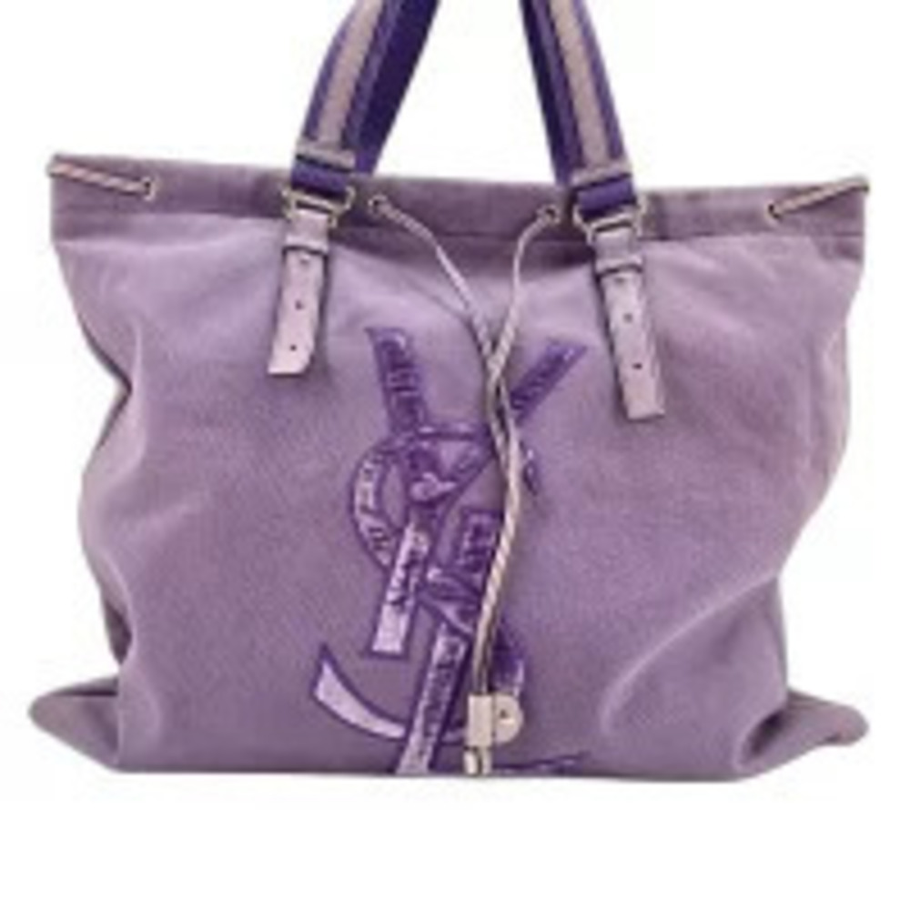 Saint Laurent Yves Cassandra Tote Bag Canvas Purple
